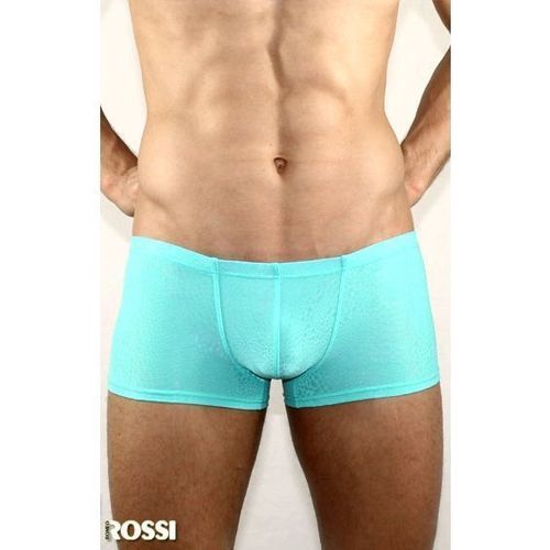 Мужские трусы боксеры бирюзовые в узорчатую сетку в виде змеиной чешуи Romeo Rossi Snake Sky Blue Boxer RR00208