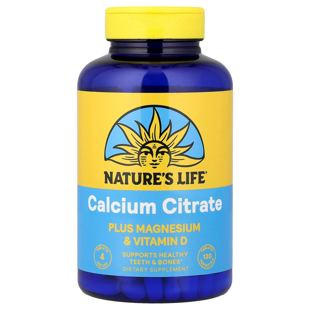 Nature's Life, цитрат кальция с магнием и витамином D, 120 таблеток
