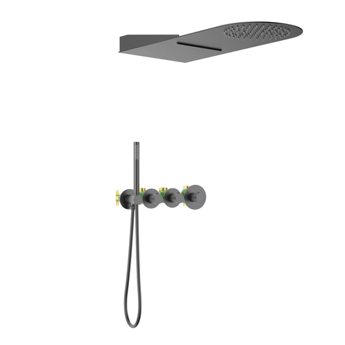 Душевая система встроенная с термостатом Timo Saona SX-2350/18SM черное золото