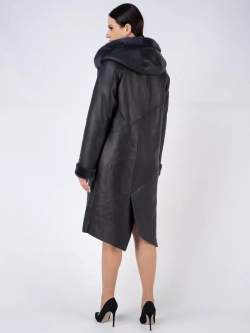 Дубленка зима натуральная удлиненная с капюшоном