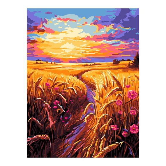 Nömrəli Rəngləmə Lori Çərçivədə  30*40 СМ &quot;Золотые поля&quot;