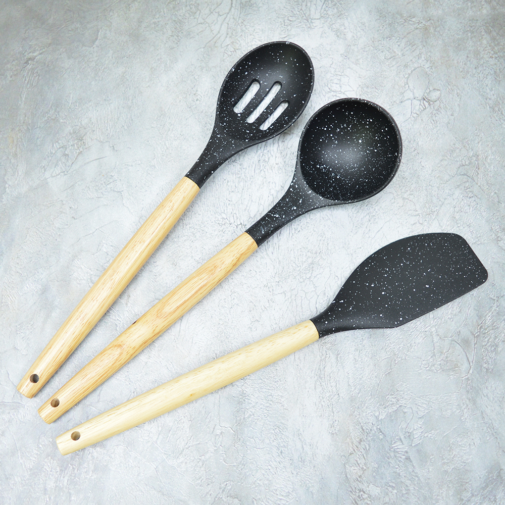 Набор кухонных принадлежностей из силикона, 12 предметов, цвет чёрный