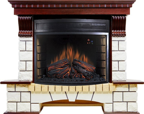 Каминокомплект Pierre Luxe угловой - Темный дуб / Белый (Ширина 1280мм) с очагом Dioramic 28 LED FX