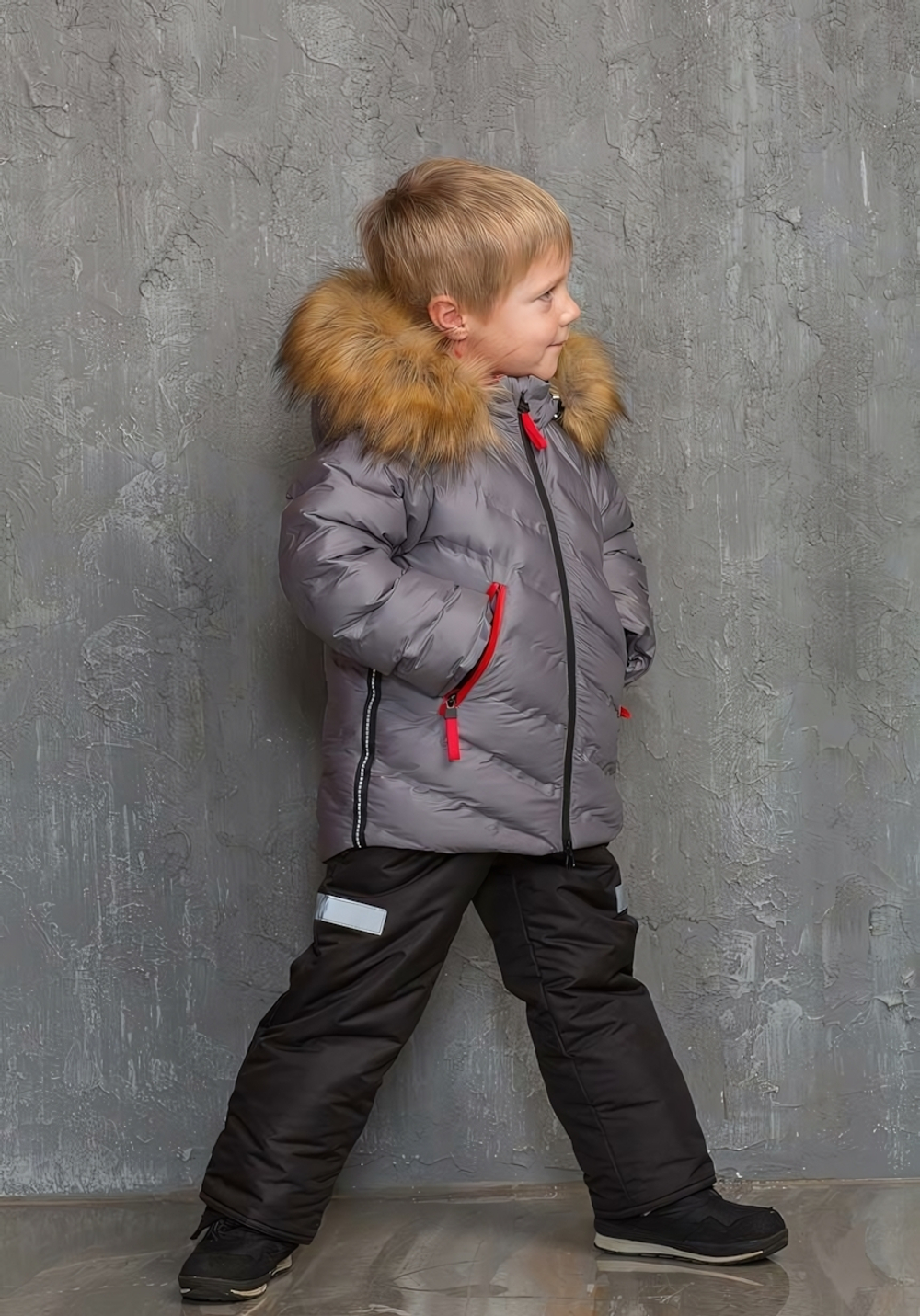 Комплект Айсберг р-р 110 серый/черный иск.мех