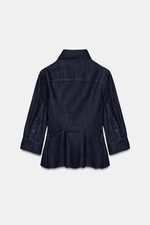 ZW COLLECTION ДЖИНСОВАЯ РУБАШКА С ПЕПЛУМОМ - ZARA