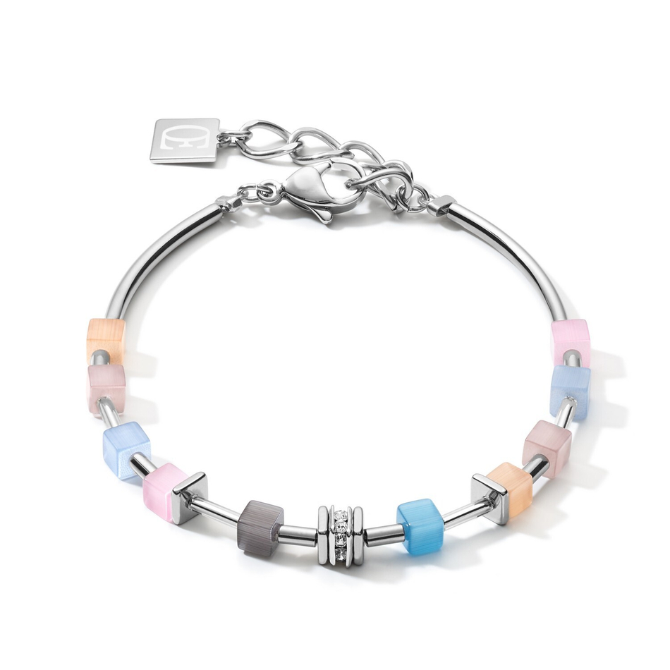 Браслет Coeur de Lion Fine Pastel Blue-Rose 5028/30-0719 цвет розовый, серебряный, голубой, серый, мульти