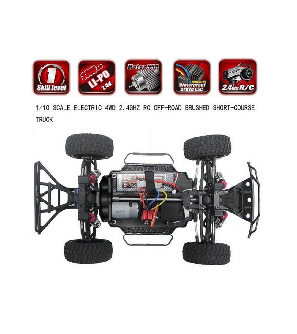 Радиоуправляемый шорт-корс Remo Hobby EX3 (красный) 4WD 2.4G 1/10 RTR