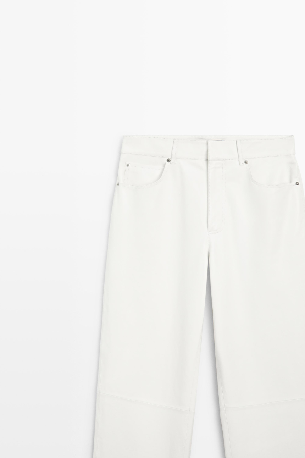 Massimo Dutti Брюки прямого кроя из кожи, белый