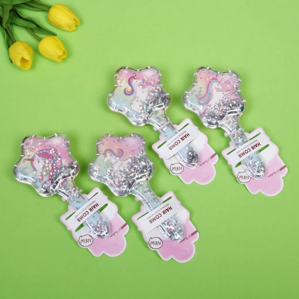 Расческа массажная «Baby House Mila», микс 4 вида Единорожки, 17*8.5см