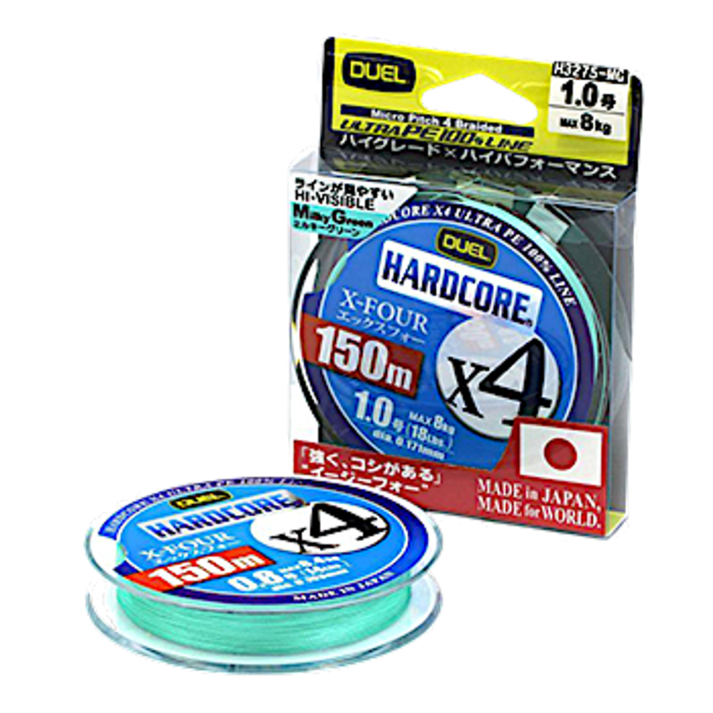Шнур Duel PE Hardcore X4 150m MilkyGreen H3277-MG №1.5 (0.209mm) 10.0kg