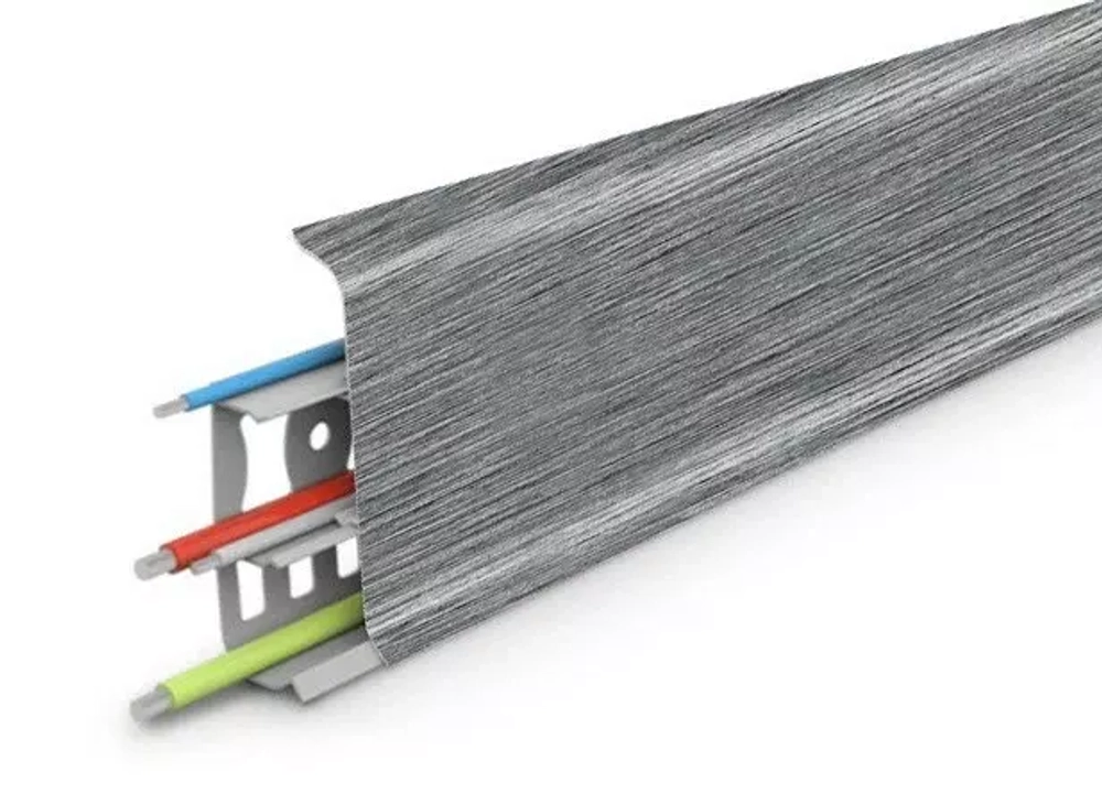 Плинтус напольный ПВХ "Деконика", 187 Алюминий темный 2200х55х21 мм