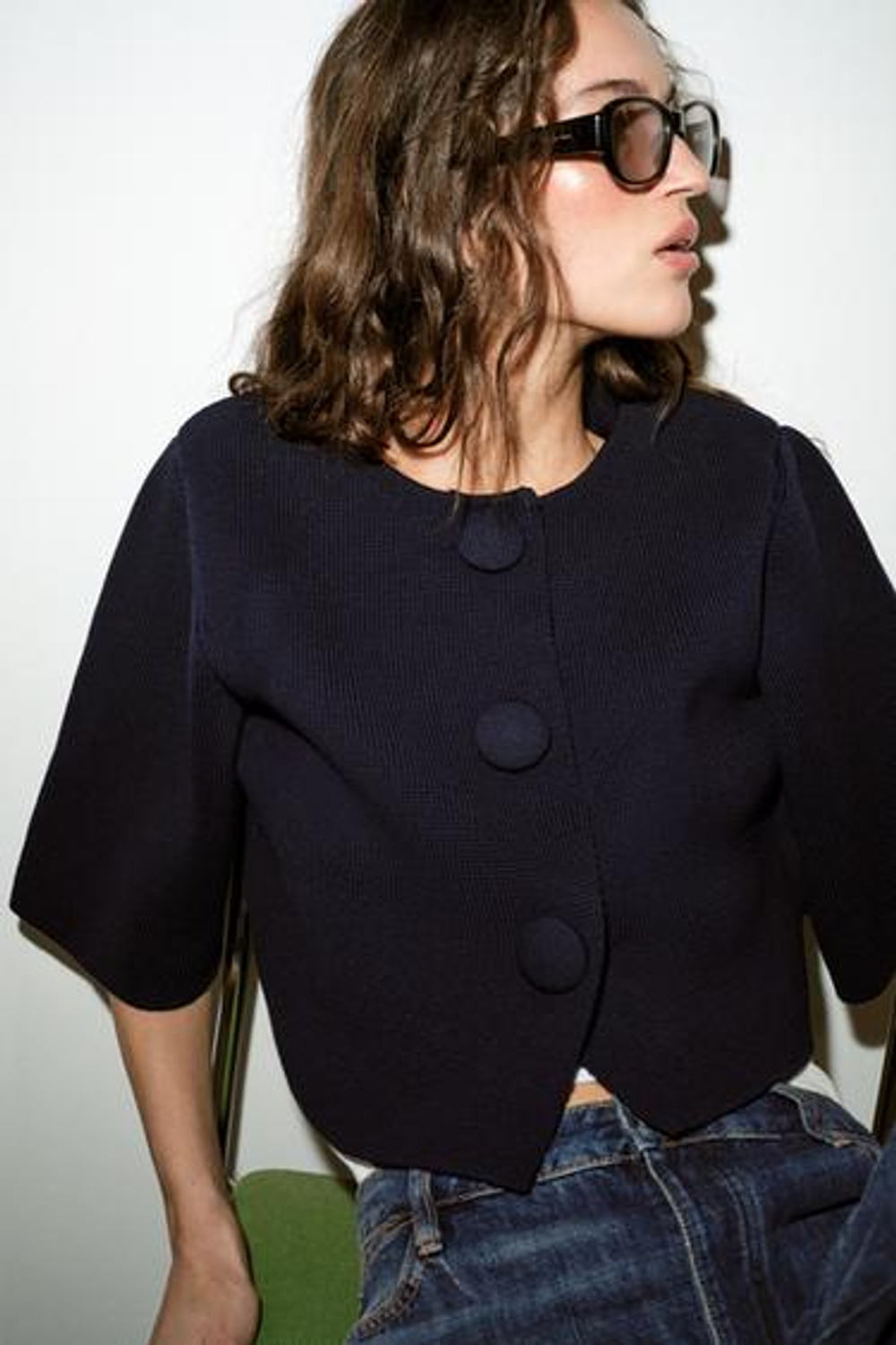 Короткая вязаная кофта - ZARA