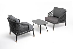 "Верона" лаунж-зона 5-местная плетеная из роупа (веревки), каркас алюминиевый темно-серый, роуп темно-серый