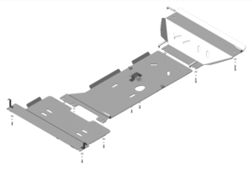 Усиленная защита Motodor картера двигателя, переднего дифференциала, кпп, радиатора, разд. коробки. 5 мм, алюминий. для Dodge Ram 1500 2015-2018,Dodge Ram 1500 2009-2015 арт.32901
