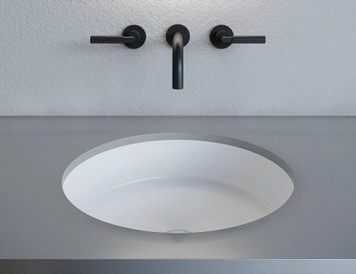 Раковина врезная снизу столешницы Salini MAREA 04 1802204M 42 из искусственного камня S-Stone, белая матовая