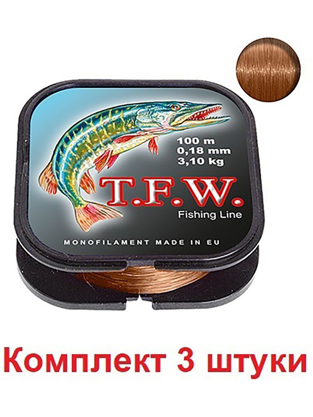 леска рыболовная T.F.W. 0,40mm 100m, 3 штуки