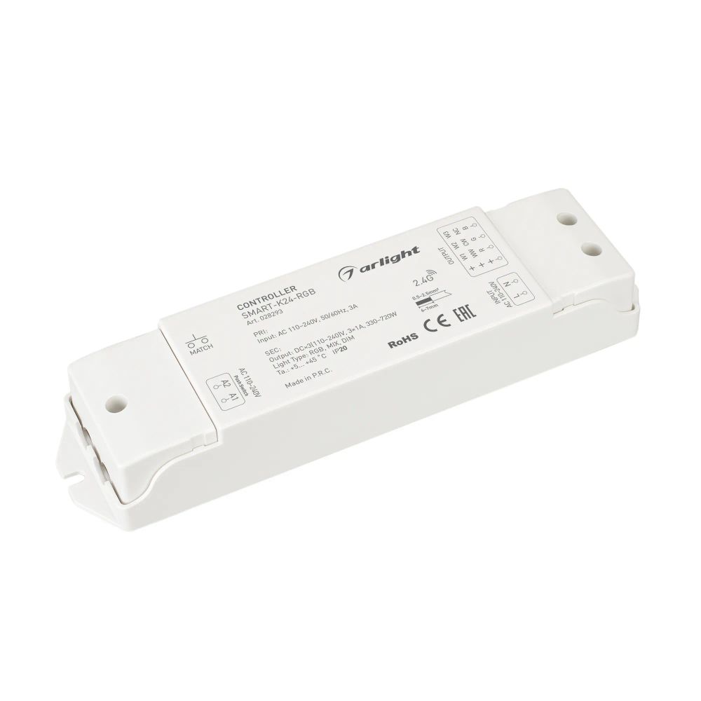 Контроллер SMART-K24-RGB (230V, 3x1A, 2.4G) (Arlight, IP20 Пластик, 5 лет) 028293