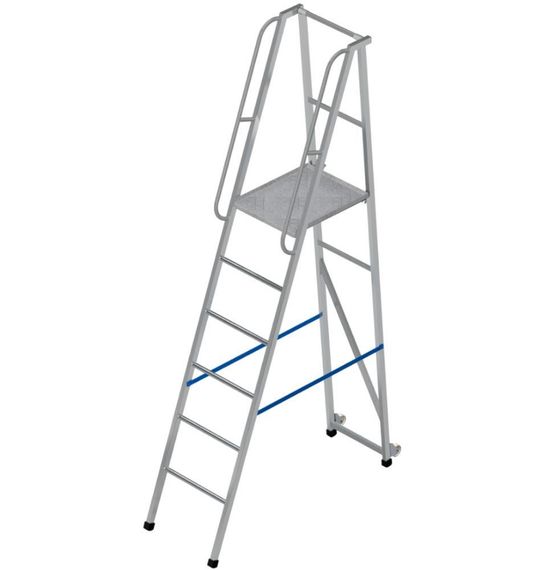 Лестница-платформа фиксированной высоты алюминиевая MEGAL ЛПФВА Н=1.0-3 передвижная