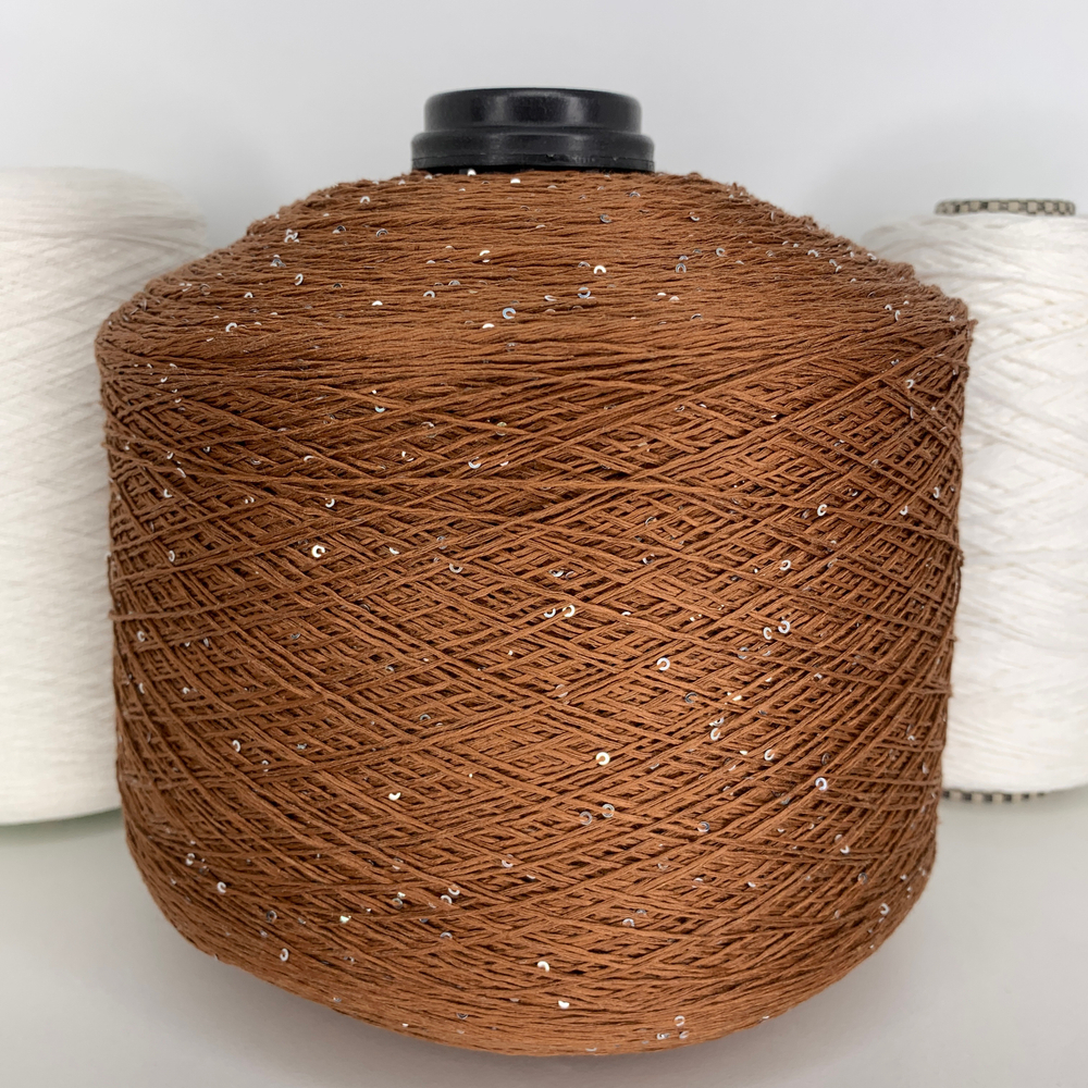 LINETTE PAILLETES - 80% лен, 20% п/а, микропайетки 2мм - серебро, коричневый; 450м\100гр