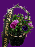 корзина траурная 60 см Лиловые розы