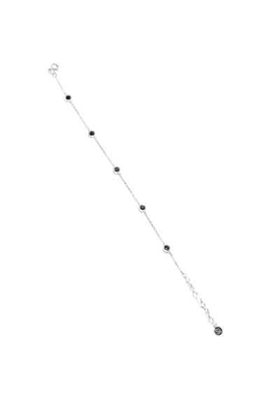 Браслет на ногу (Анклет) из серебра с черными фианитами