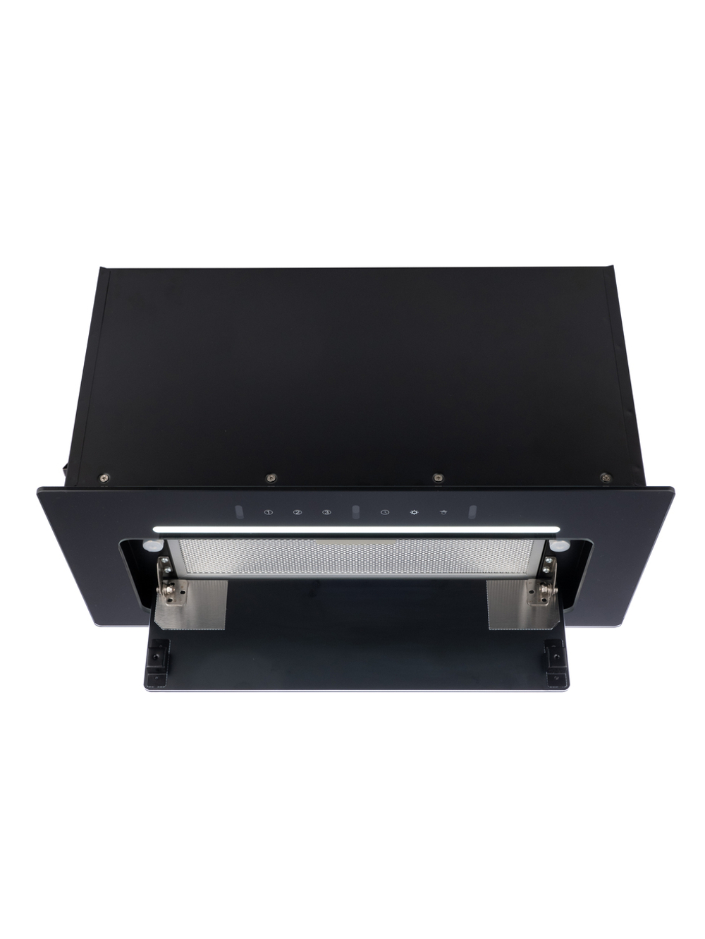 Вытяжка кухонная MACBI Ledy-60GT (BLACK) черный, D150мм,1200м3/ч, полновстраиваемая, мотор 230Ватт, стекло 60см, управл. сенсорное + управл. жестами