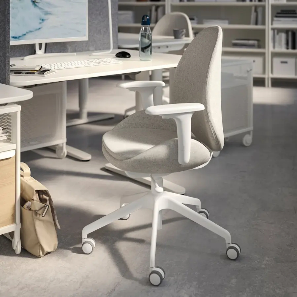 Офисный стул IKEA HATTEFJÄLL/HATTEFJALL, 68x68x114см, белый, ХАТТЕФЬЕЛЛЬ ИКЕА