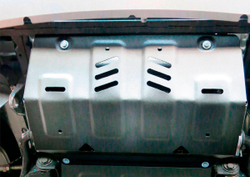 Защита радиатора Rival для Fiat Fullback (V - 2.4D) 2016-н.в./Mitsubishi L200 V (V - 2.4D) 2015-2019 2018-н.в./Mitsubishi Pajero Sport III (V - 2.4D; 3.0) 2016-2021 2021-н.в., штампованная, алюминий 6 мм, с крепежом, 2333.4046.1.6