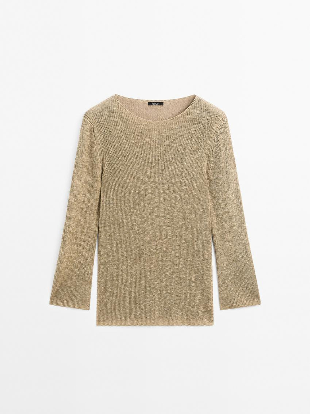 Massimo Dutti Свитер из смесового хлопка, зеленоватый