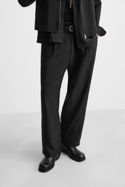 ZARA СТРУЯЩИЕСЯ БРЮКИ RELAXED FIT, ЧЕРНЫЙ