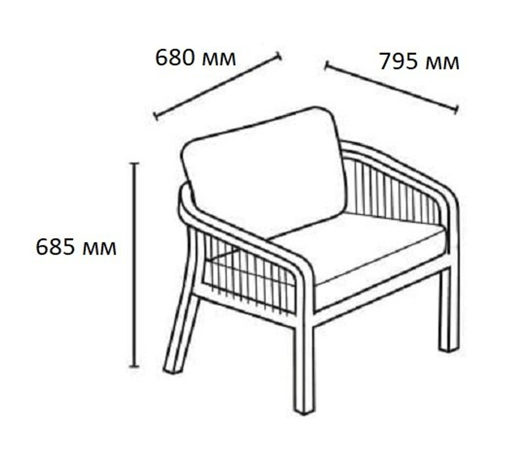 Кресло деревянное с подушками Tagliamento Rimini KD, натуральный, бежевый