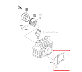 11061-0124. GASKET,CYLINDER BASE. Kawasaki KL110, KLX110, KSR, AN110L, BR125, Z125