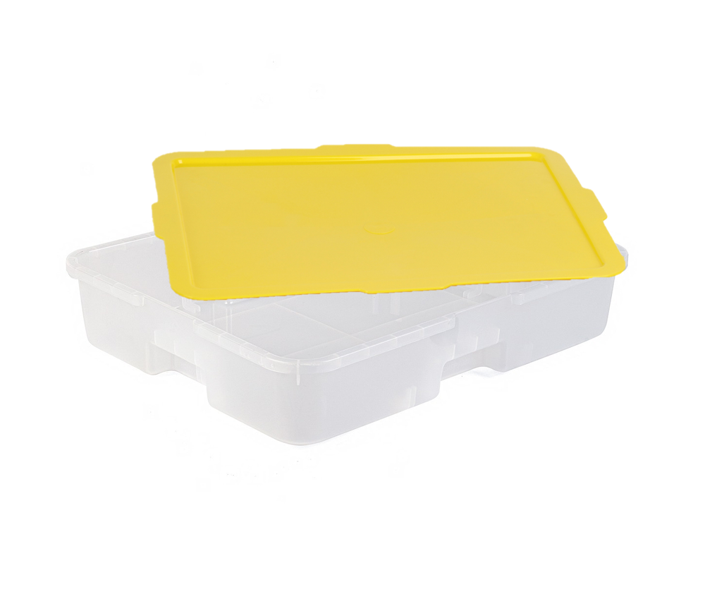 Контейнер пластиковый, прозрачный, с цветной крышкой