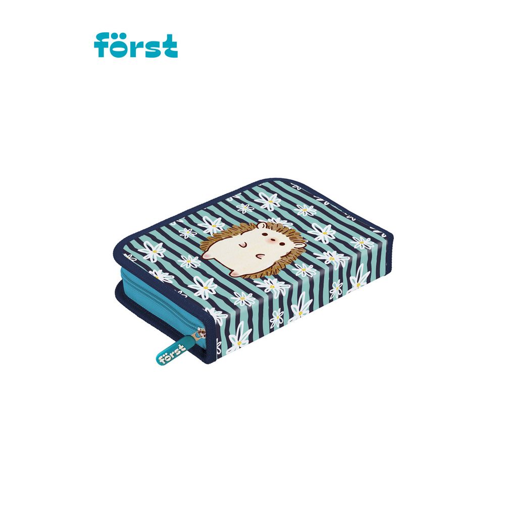 Пенал 1 отделение, 200*140*40 Först "Blue hedgehog", дополнительная откидная секция, полиэстер