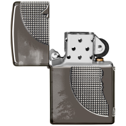 Зажигалка Zippo Armor Wolf  с покрытием High Polish Black Ice, чёрная, 38x13x57 мм