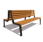 Двухсторонняя скамейка стальная "Магадан" сосна 1,2м, без подлокотников, дуб