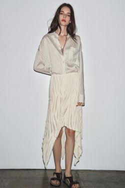 ZARA АСИММЕТРИЧНАЯ ЮБКА СО СКЛАДКАМИ — ZW COLLECTION, ЭКРЮ