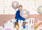 Шар круглый "Happy Birthday" (цветы)