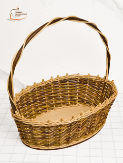 Корзинка овальная подарочная, арт. O430GR, 30х44х13 см, высота с ручкой 41 см