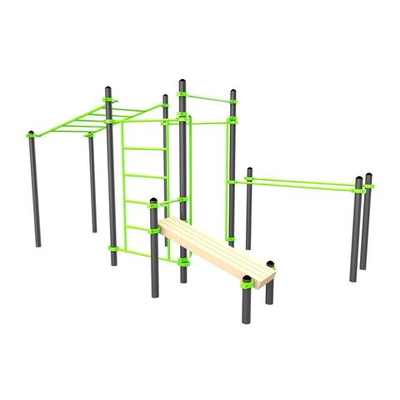 W237 Воркаут (рукоход, швед. стенка, 2 переклад., переклад. верт., накл. скамья, брусья) ZAVODSPORTA