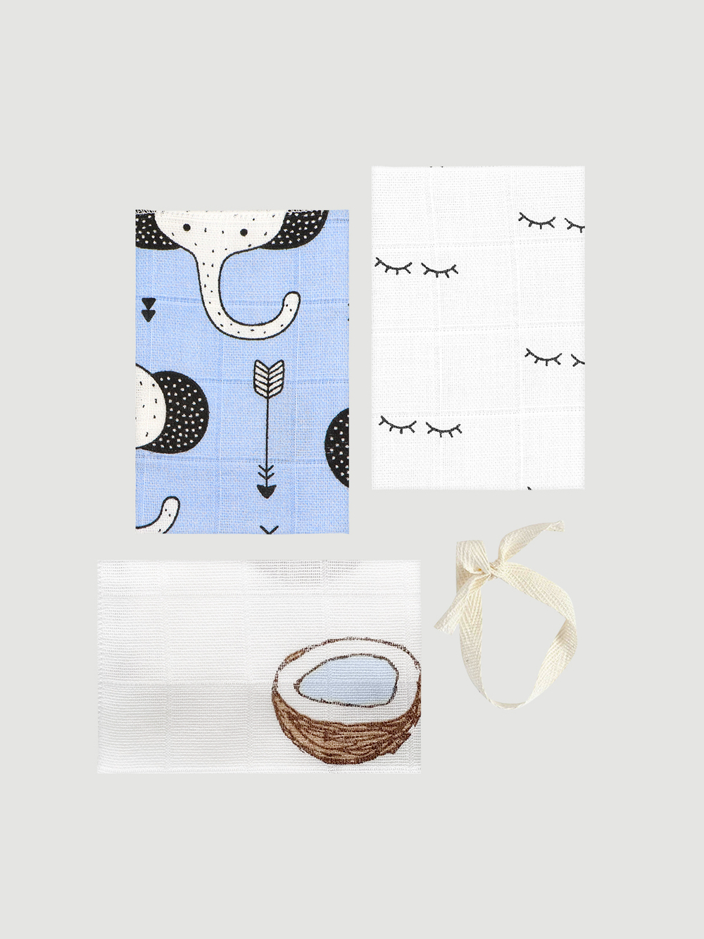 Сет из 3х муслиновых салфеток Mjölk Кокосы