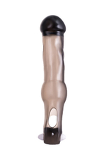 Удлиняющая насадка на член с вибрацией и фиксирующим кольцом XLover (Цвет: черный)