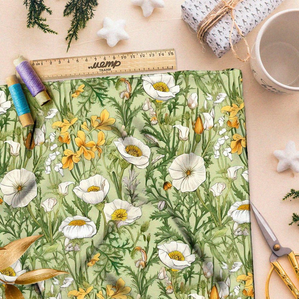 Ткань премиум мембрана весенние цветы