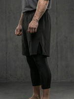 Шорты тренировочные двойные LEGENDA Gym Tigh черные