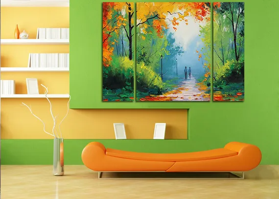 Модульная картина "Золотистые листья"