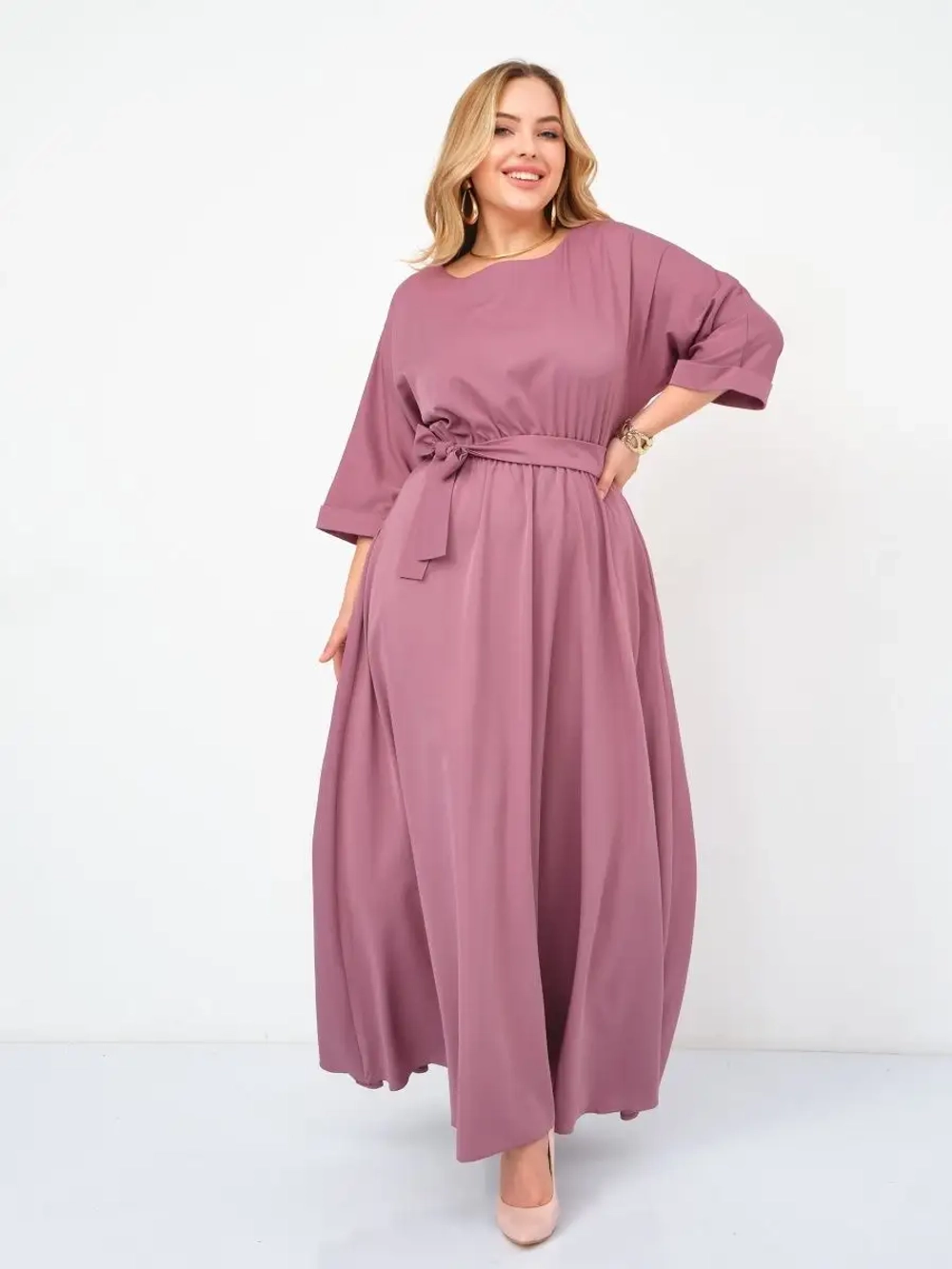 Платье на резинке с поясом