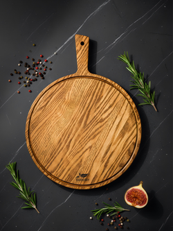 Разделочная доска круглая 30 см с ручкой