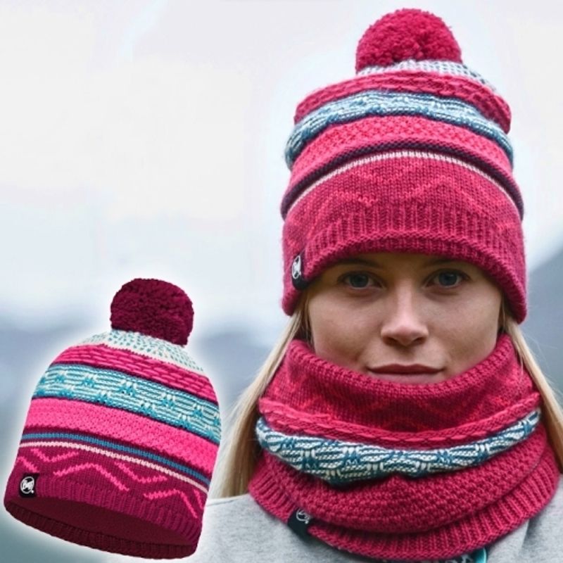 Шапка вязаная с флисом Buff Switch Pink Cerisse Фото 2