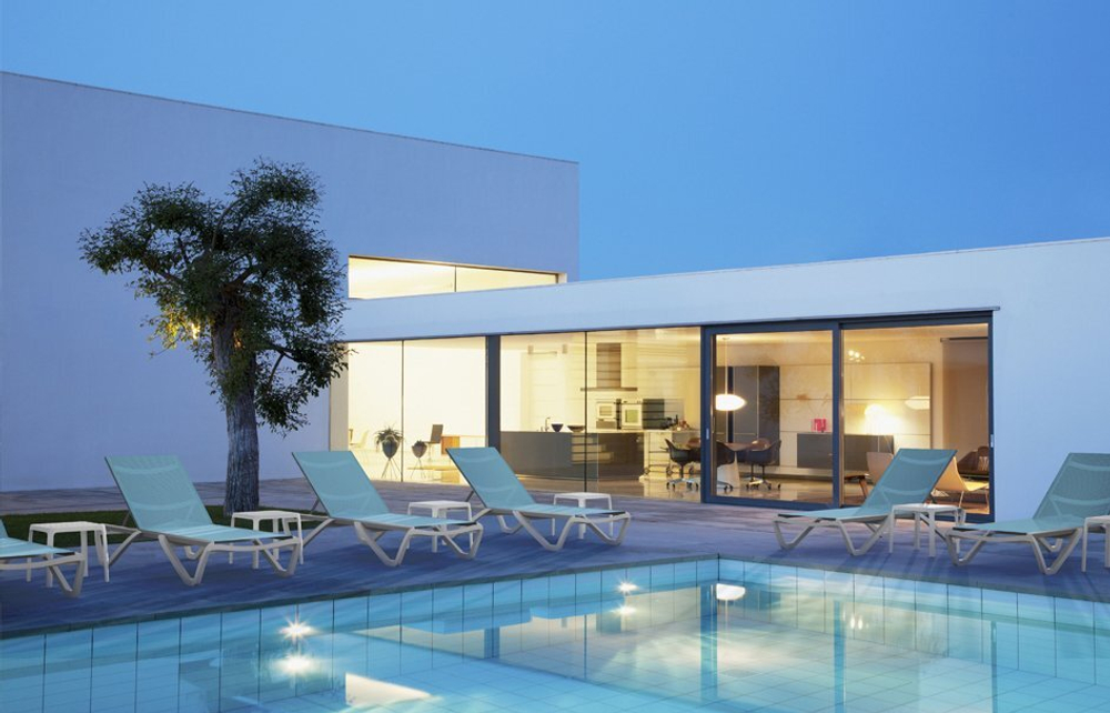 Шезлонг-лежак металлический PAPATYA Wave, белый, бирюзовый