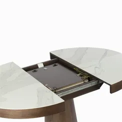 Раздвижной обеденный стол Plinto Ø110-150 см, белая керамика